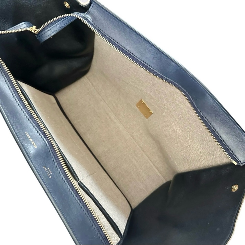 Celine Trapeze Black Navy Blue & Ivory Leather Two Way Bag - Picture 5 of 11
